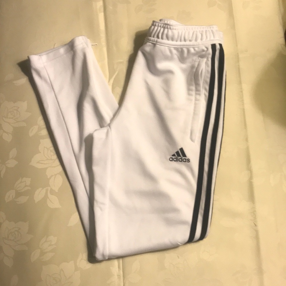 COPY - Adidas white climacool sweatpants. They are size M. They are straight le…